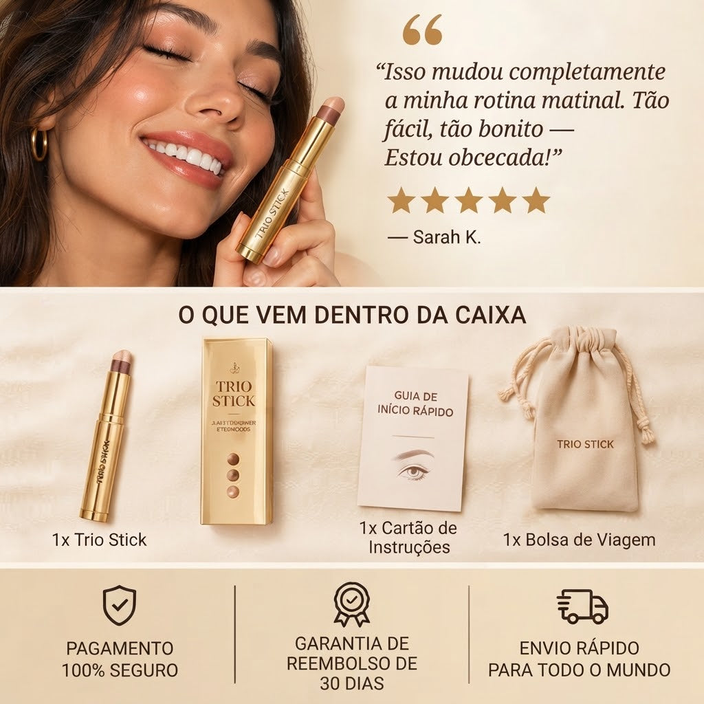 Trio Stick™ — 3 Cores em 1 Deslize para um Olhar Perfeito em Segundos