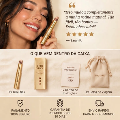 Trio Stick™ — 3 Cores em 1 Deslize para um Olhar Perfeito em Segundos