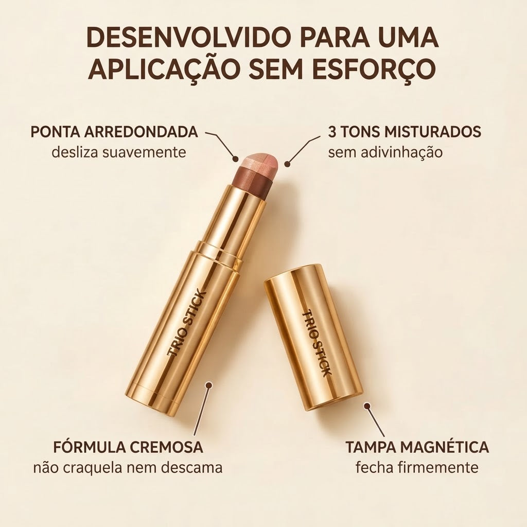 Trio Stick™ — 3 Cores em 1 Deslize para um Olhar Perfeito em Segundos