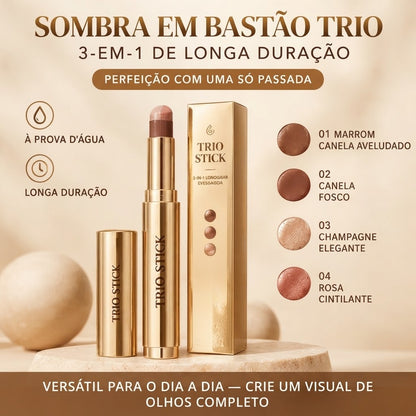 Trio Stick™ — 3 Cores em 1 Deslize para um Olhar Perfeito em Segundos