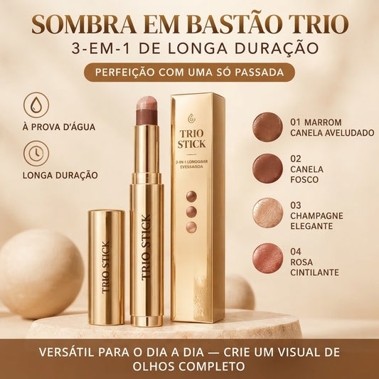 Trio Stick™ — 3 Cores em 1 Deslize para um Olhar Perfeito em Segundos